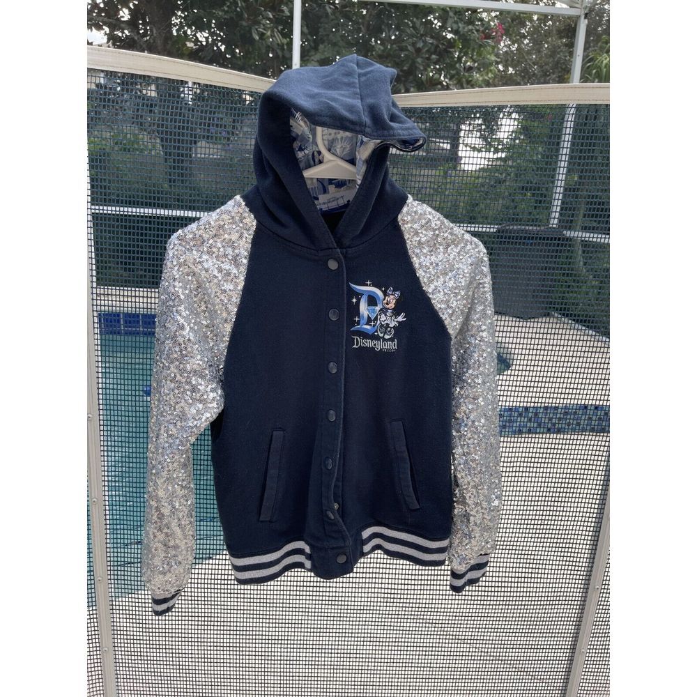 Disney Parks Sequin Varsity Jacket Girls Large Blue Disneyland Resort 60th